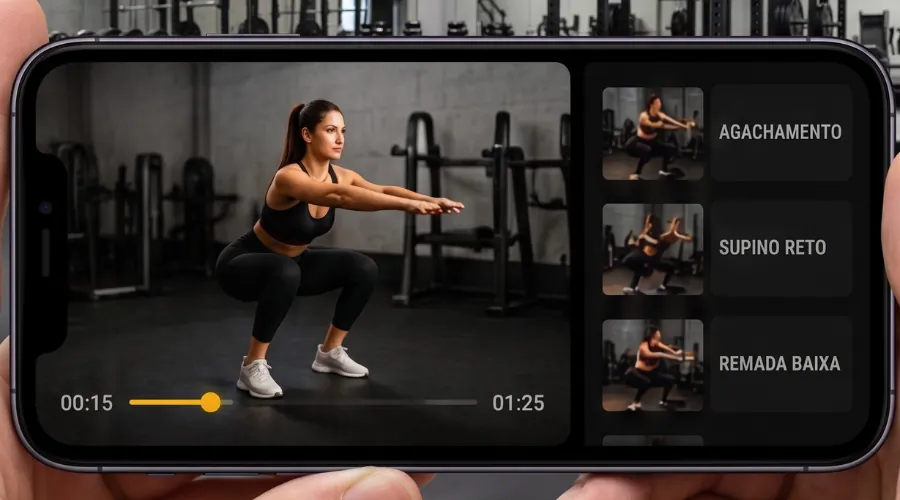 Vídeos de treino no aplicativo
